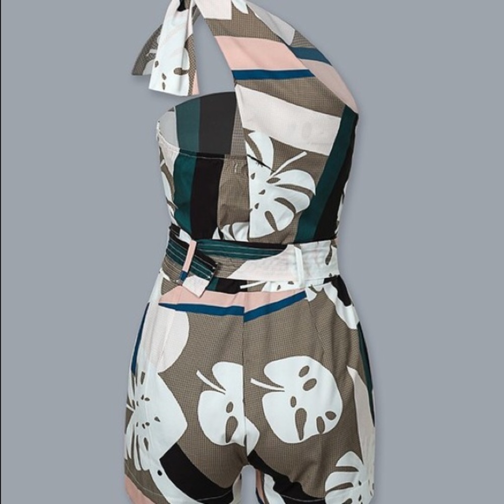 One Shoulder Abstract Romper - Picture 3 of 5